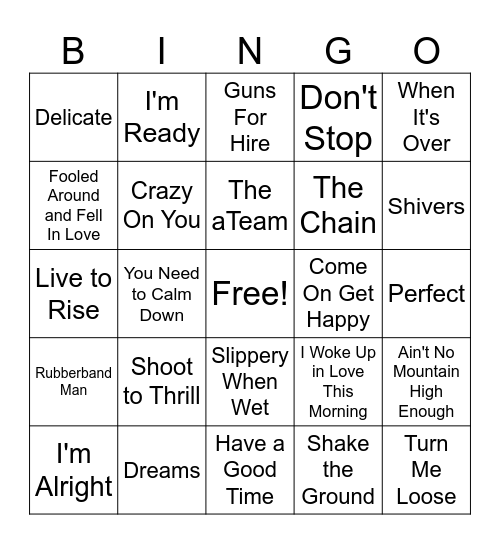 Marvel Movie Songs Bingo Card