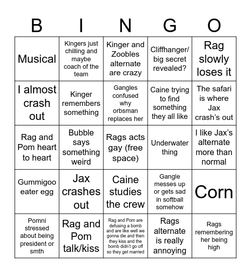 Episode 5 Bingo Card