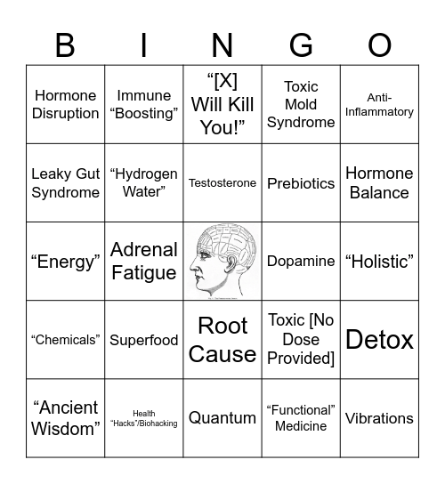Pseudoscience Buzzwords Bingo Card
