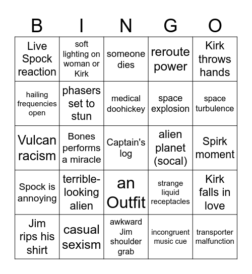 Starred Trek Bingo Card