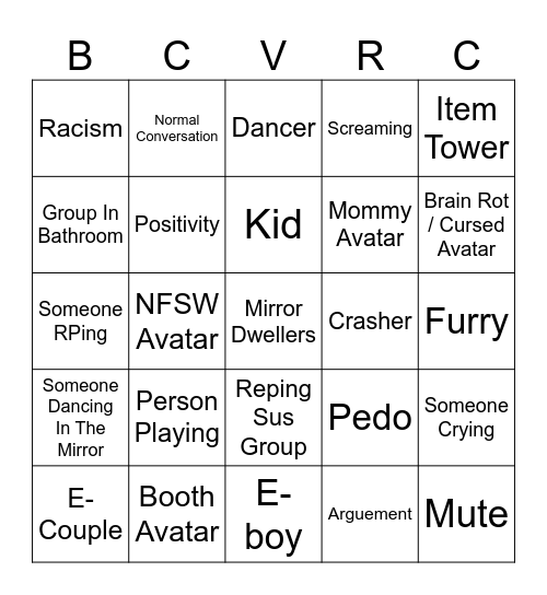 VRC Black Cat Bingo! Bingo Card