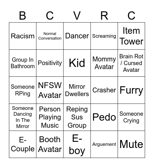 VRC Black Cat Bingo! Bingo Card