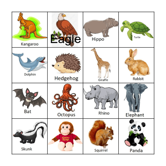 Animal Bingo Card