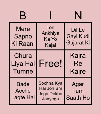 Musical Housie Bingo Card