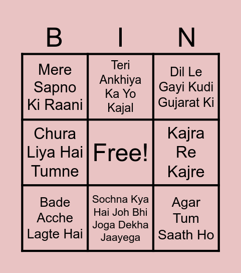 Musical Housie Bingo Card