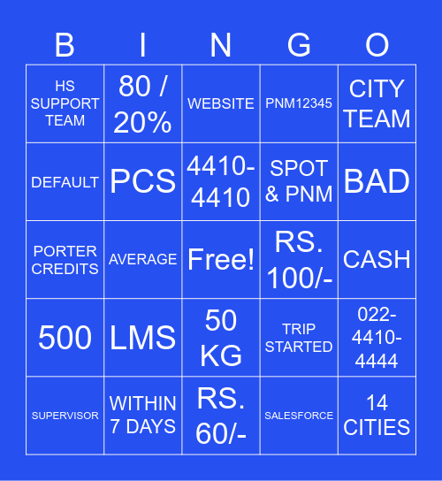 PORTER HS Bingo Card