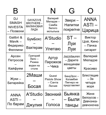 30hits-test Bingo Card