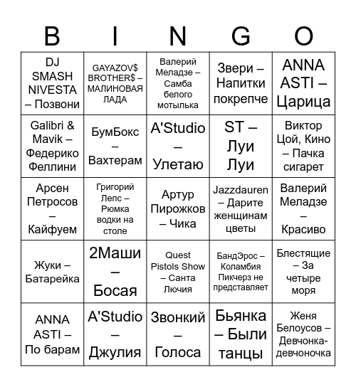 30hits-test Bingo Card