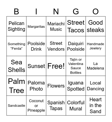 Puerto Vallarta Bingo Card