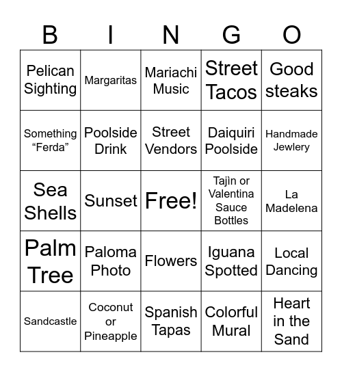 Puerto Vallarta Bingo Card