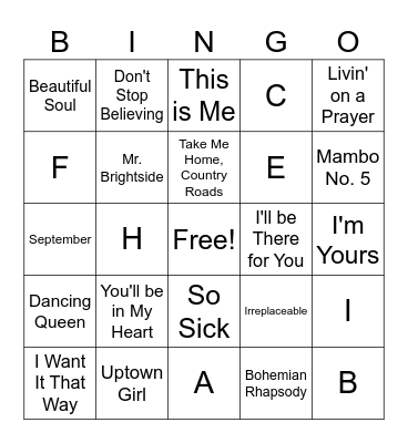 Music Bingo Card