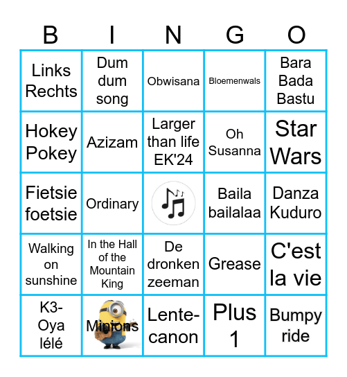 Muziekbingo! Bingo Card