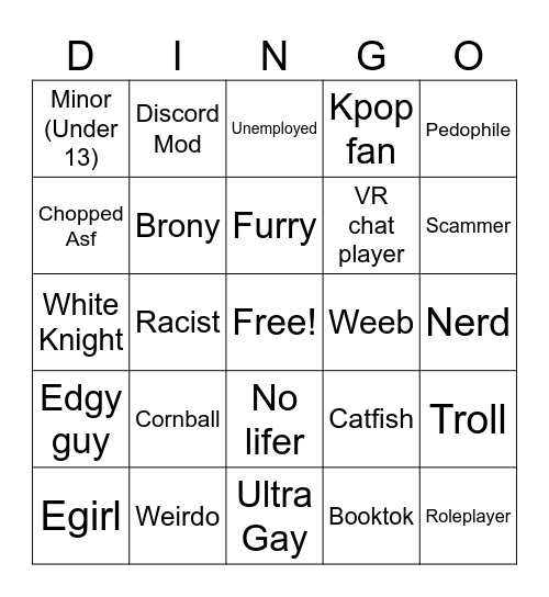DINGO Bingo Card