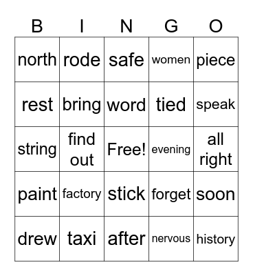 5年级6-10单元 Bingo Card