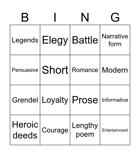 EPIC BINGO Card