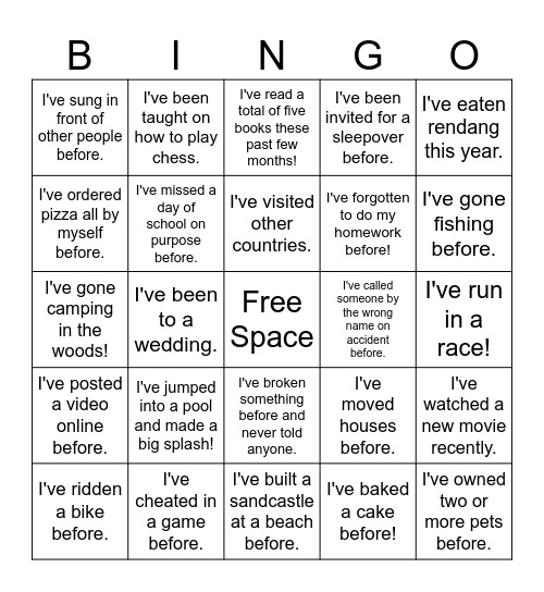Hey...I've done that before! Bingo Card