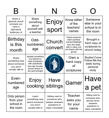 Sunday School - Get to Know You Bingo Card