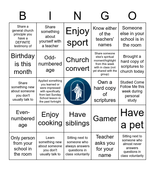 Sunday School - Get to Know You Bingo Card