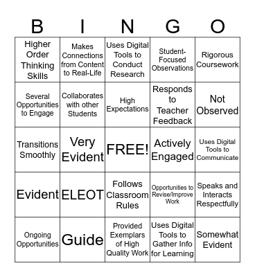 ELEOT Bingo Card