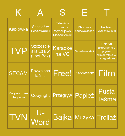 Przegląd z Binga Bingo Card