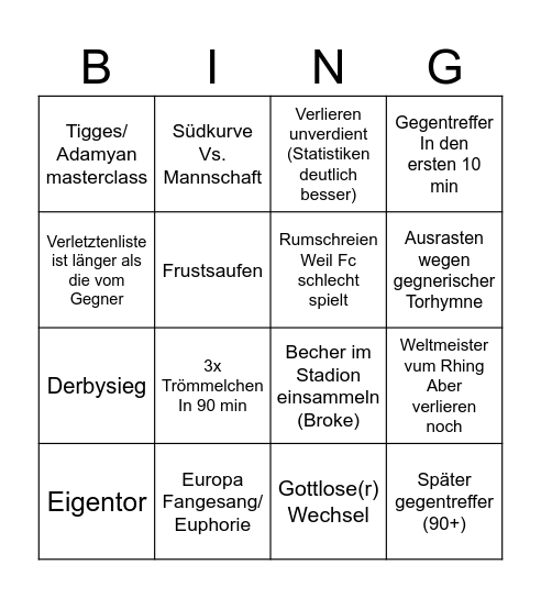 Fc Bingo 25/26 Bingo Card
