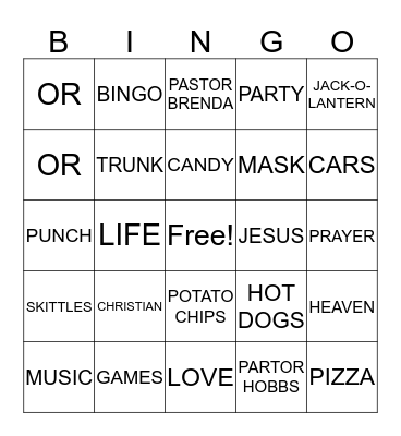Halleluiah Night Bingo Card