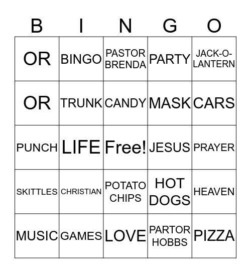 Halleluiah Night Bingo Card