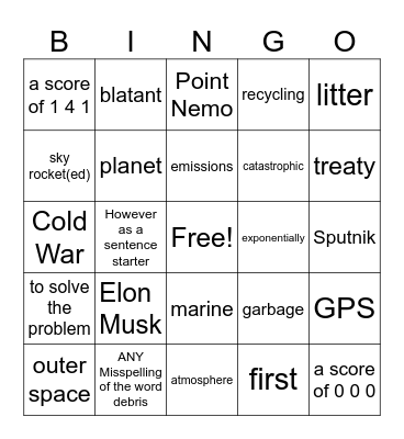 fun Day 5 Bingo Card