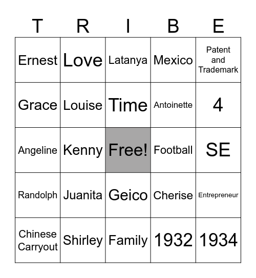 Henson-Proctor Family Bingo Card