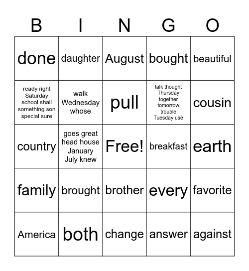 Untitled Bingo Card