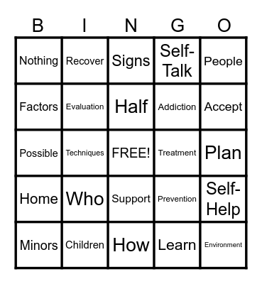 MENTAL HEALTH Bingo Card