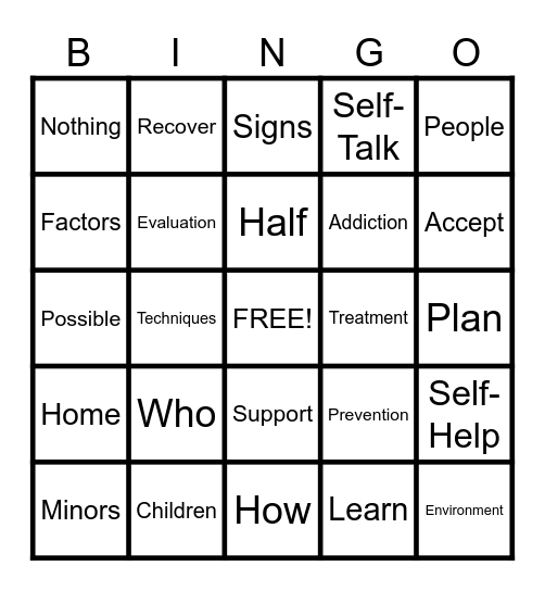 MENTAL HEALTH Bingo Card