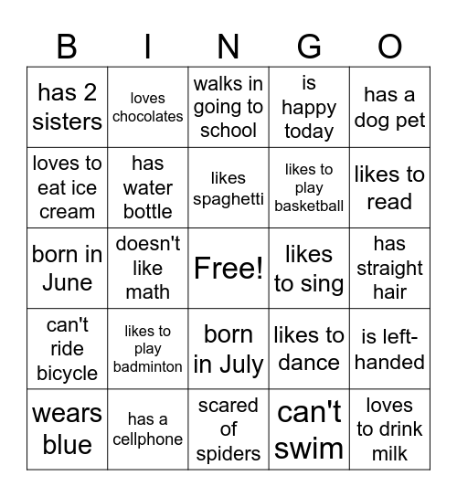 FIND SOMEONE WHO.. Bingo Card