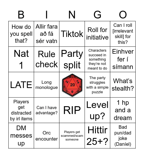 DnD bingo Card
