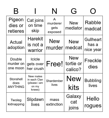 SideClan stream Bingo Card