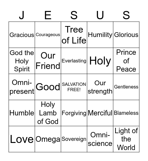 JESUS SAVES! Bingo Card
