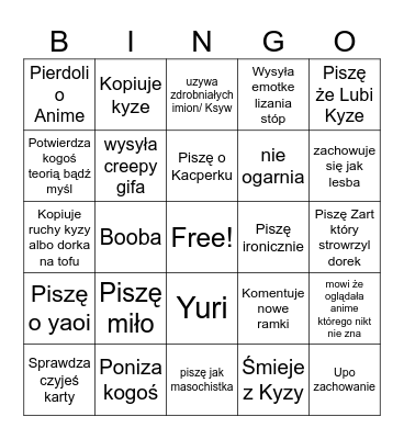 Chinka Bingo Card