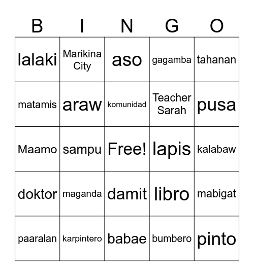 GRADE 2-MAAMO Bingo Card