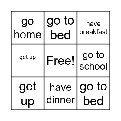 Daily Routine Bingo Card