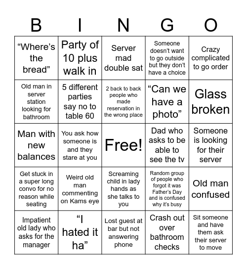 Father’s Day Bingo Card