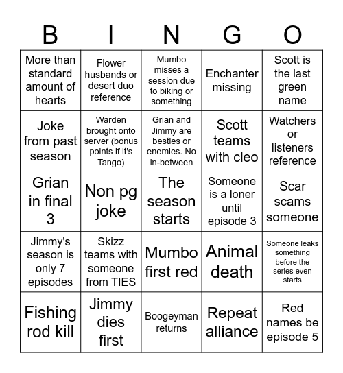 Life series season 7 Bingo Card