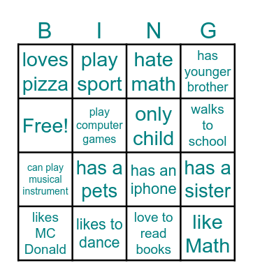 To Know You Bingo Card