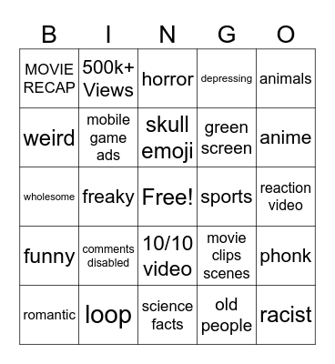 IG REELS BINGO Card