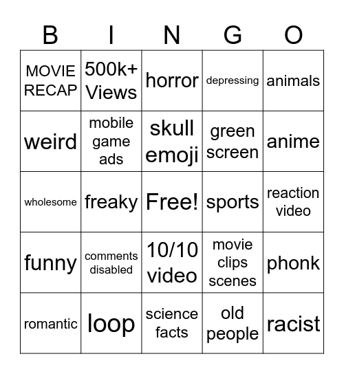 IG REELS BINGO Card