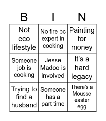 playing the sims 4 Bingo Card