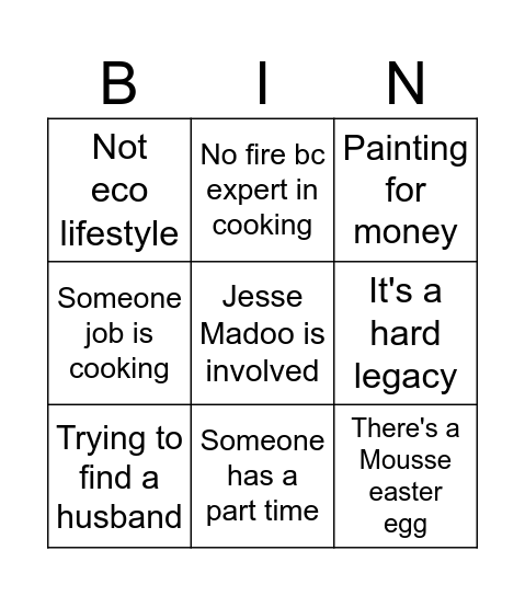 playing the sims 4 Bingo Card