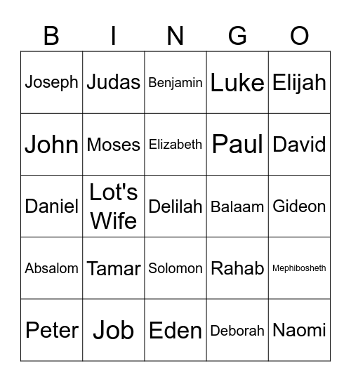 Bible Bingo Card