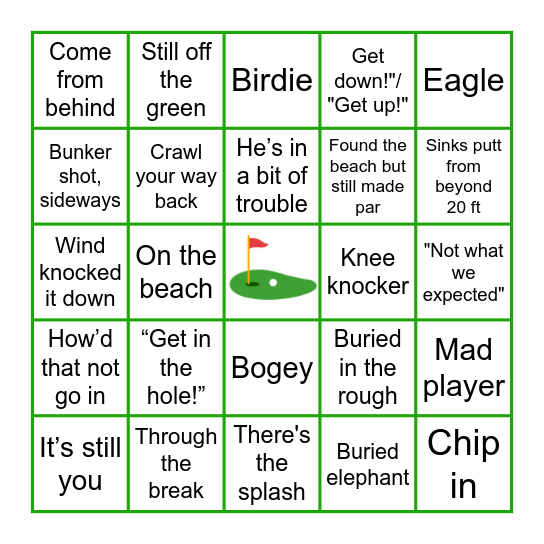 PGA CHAMPIONSHIP BINGO Card