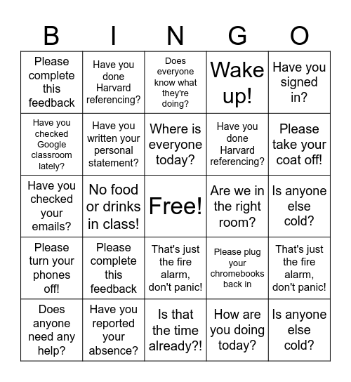 BCoT Bingo Card