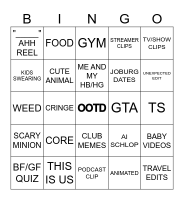 IG REELS BINGO Card